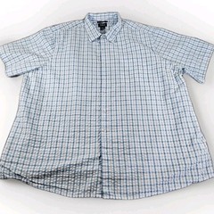 Harbor Bay Button Down Mens 3XL Blue Gingham S/S Cool & Dry Shirt DXL oversized