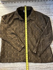 Chicos Men’s Brown Textured Button Up Shirt Long Sleeve Geometric Pattern Size 3