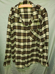 Stanley Men’s 2XL Plaid Flannel Button-Up Shirt Brown White Blue Pockets
