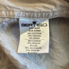 Bertigo Button Down Shirt Men’s Medium Beige Short Sleeve Modern Fit Minimalist
