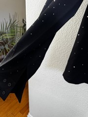 Star neck Diamond shirt black with attached diamonds size L