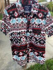 BlackSmith Cotton Geometric Button-Up Shirt Multicolor L Short Sleeve