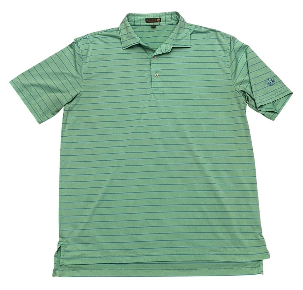 Peter Millar Summer Comfort E4 Golf Performance Polo Men’s Large Green & Blue