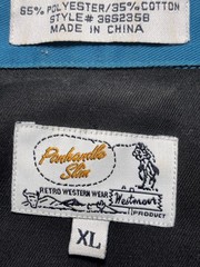Retro Panhandle Slim Men’s XL Western Shirt Black/Blue Embroidered Longhorn Snap