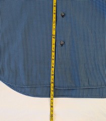 Saks Fifth Avenue Hidden Button-Down Shirt Teal & Navy Check Mens L Cotton Twill
