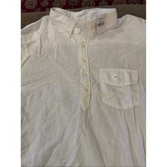 American Eagle Linen Cotton White Button Front Shirt Large Tall (TD)