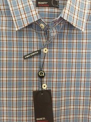 Quieti Performance Medium M Button Front Long Sleeve Shirt Blue Plaid Mens NWT