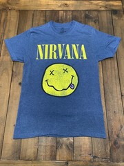 Nirvana T Shirt Medium Blue Smiley Face Official Merchandise Rock Band