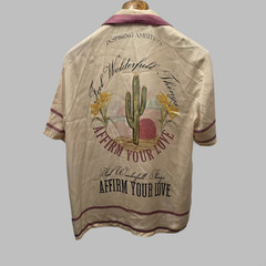 Zara Man Insiparational Affirmation Cabana Resort Cali Camp Shirt M 22.5×30