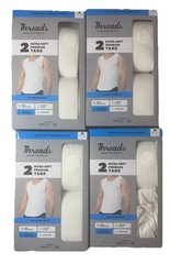 4X Threads Premium Basics White Men’s Tank Tops 2-Pack Ultra-Soft Breathable M