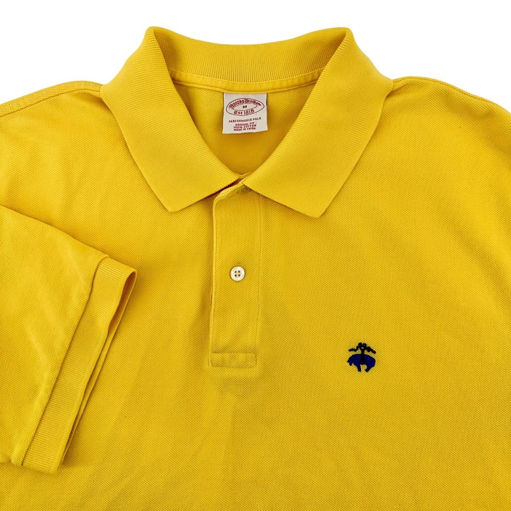 Brooks Brothers Mens Performance Polo Shirt M Yellow Original Fit Cotton Pique