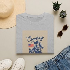 Cowboy Western Illustration T-Shirt | Vintage Retro Rodeo Flag Design