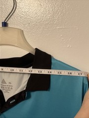 Men’s Size XL Polo Shirt Black, Aqua & Blue Geometric Gradient Short Sleeve