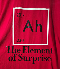 Brisco Apparel Periodic Table “Ah” The Element of Surprise Red Novelty T-Shirt