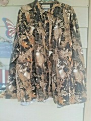 Magellan Button Down Shirt Deer Hunting Camo Print Size 2XL
