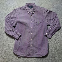 Ralph Lauren Custom Fit Striped Button Down Shirt Mens Medium Purple Green White