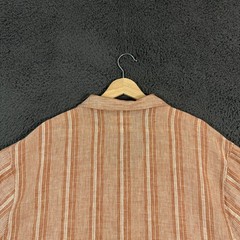 Madewell Shirt Mens XXL Orange Striped Easy Fit 100% Linen Camp Collar Casual