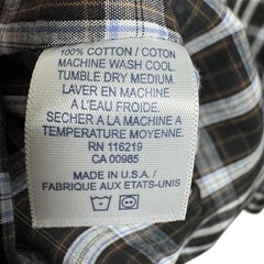 Steven Alan Reverse Seam Plaid Button Down Shirt Mens XL Black Blue Made in USA