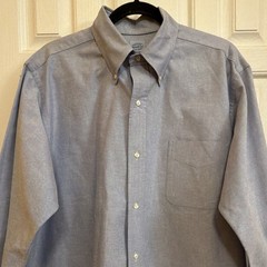 Mercer & Sons Blue Solid Cotton Button-Down Dress Shirt 17/33 Made in USA