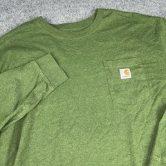 Carhartt Shirt Mens 3xl Green Long Sleeve Workwear Big And Tall Loose Fit Logo