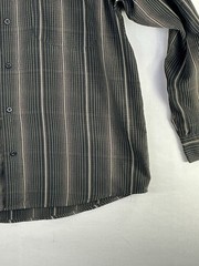 Haggar Mens Luxury Microfiber Striped Long Sleeve Button Up Shirt L