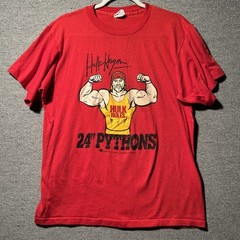 Vintage 1989 WWF WWE Wrestling 24”Pythons Hulk Hogan Single Stich Shirt Sz XL