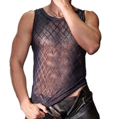 Sexy Mens Perspective Mesh Tank Tops Casual Streetwear Sleeveless Tees Vests New