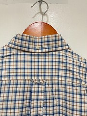 FACONNABLE Blue Brown Beige Check Cotton button up Shirt SZ S
