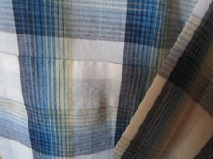 LARGE 16-32/33 PERMANENT PRESS RICCO PLAID BANDED COLLARLESS WESTERN SHIRT