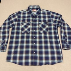 Dixxon The Angler Flannel Shirt Mens 3XL Blue Plaid Pearl Snap Biker Western