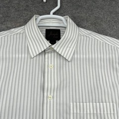 Jos A Bank Dress Shirt Mens 16 34/35 White Stripe Classic Fit Cotton Long Sleeve