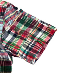 BEAMS PLUS Patchwork Madras Check Pullover Button-Down Shirt Made in Japan S