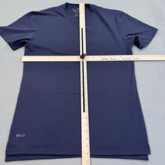 BYLT Basics Shirt Mens Large Blue Basic Crew Split Hem LUX Stretch Tee Tagless