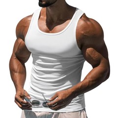 Summer fitness training tank top men’s solid color racerback tank top
