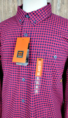 Walls Workers Flex Shirt Button Down Stretch Relaxed Fit Red Navy Mens XL/XXL?