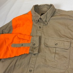 Mossy Oak Hunting Shooting Shirt Mens L Tan Blaze Orange Shooting Field