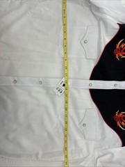 New Men’s ELY Diamond White Fire Design Long Sleeve Pearl Snap Large AA-15