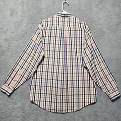 Brooks Brothers Button Down Long Sleeve Blue Orange Green Plaid Size Large