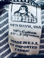 Ben Davis Half Zip Work Shirt Mens Large Black White Hickory Stripe Made in USA