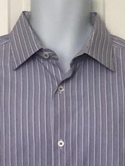 BUGATCHI UOMO EUC Men’s Long-Sleeve Multicolor Cotton Shirt Size 17 34-35
