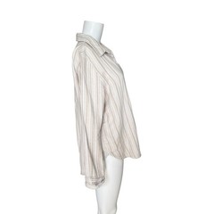Thread & Supply Button Up Shirt Long Sleeve Cotton Tan Neutral Size Medium