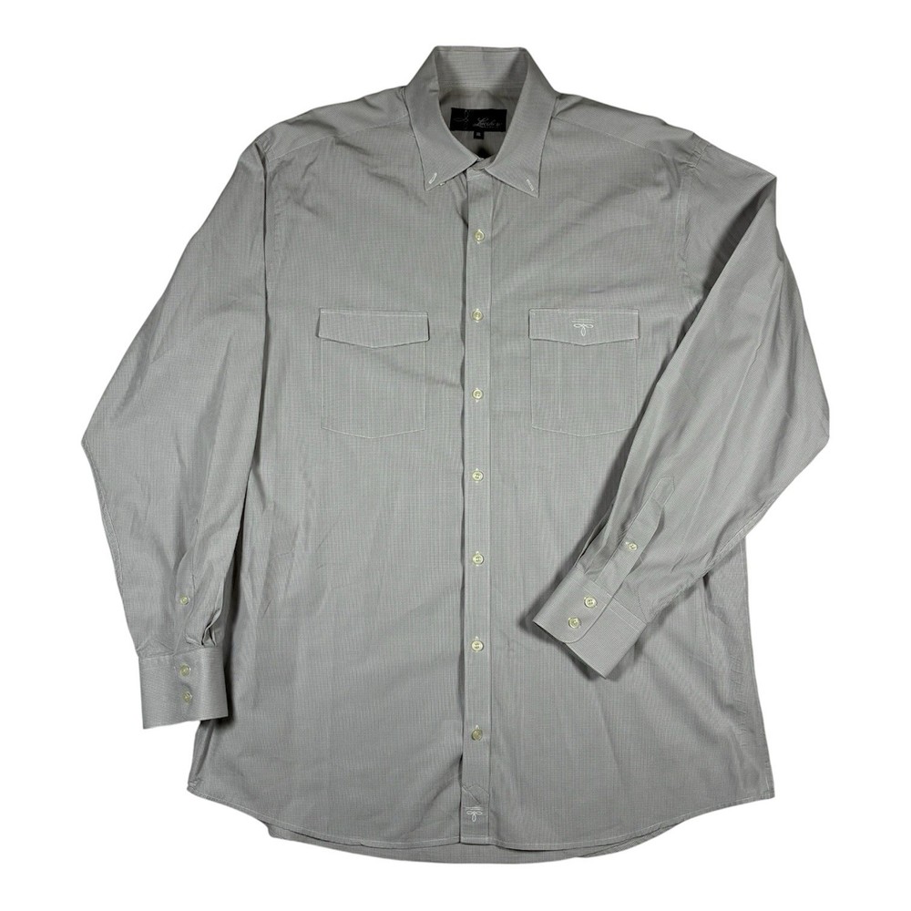 Lucchese Classics Men’s XL Gray Micro Check Long Sleeve Button Shirt 100% Cotton