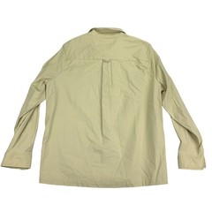 Alfani Mens Solid Twill Button Down Overshirt Pale Khaki Tan L