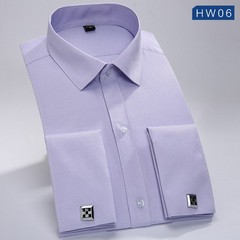 Mens Dress Shirts Luxury Business Formal French Cuff Shirts With Cufflinks Tops