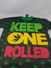 Keep One Rolled Marijuana Leaf Allover Print Casual Gear Jamican Tee Size Small