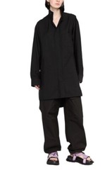 💯 % Authentic Y-3 funnel neck button-front coat OVERSHIRT Black Us L H63052