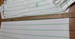 Peter Millar Summer Comfort E4 Golf Shirt Sz Large White Green Striped Logo
