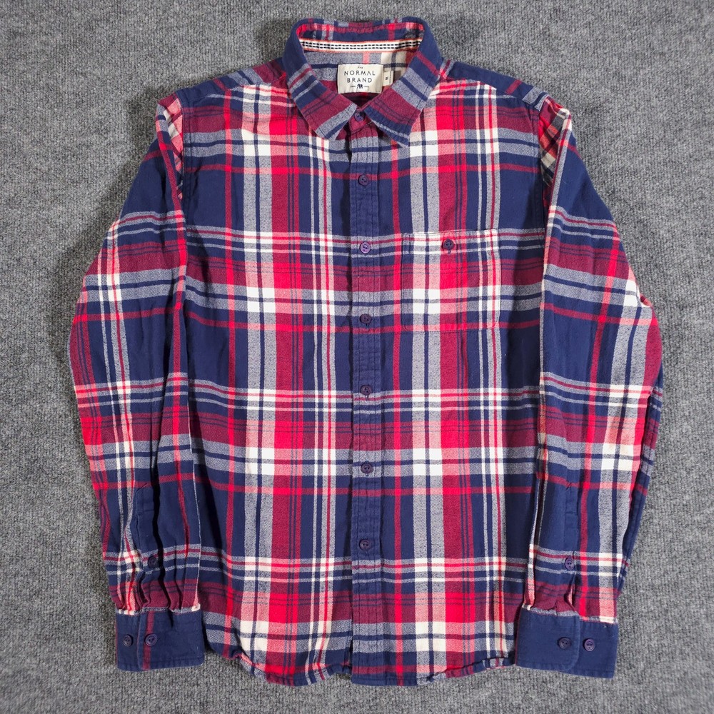 Normal Brand Flannel Button Down Shirt Blue Red Plaid Men’s Size Medium