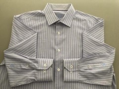 BUGATCHI UOMO EUC Men’s Long-Sleeve Multicolor Cotton Shirt Size 17 34-35