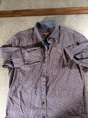 Consequence Mens Small Paisley Button Down Shirt Slim Fit Blue Orange USA S